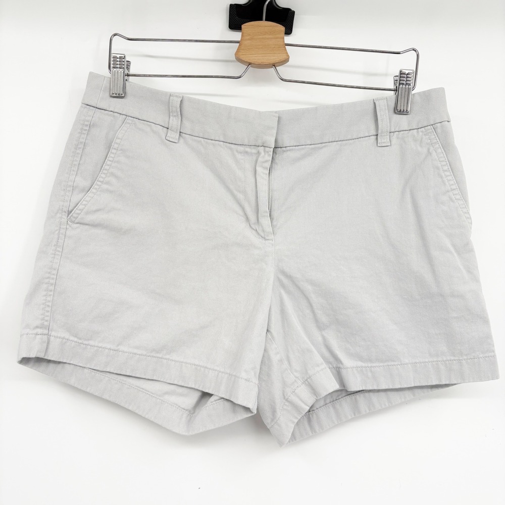 J. Crew Womens Light Gray Cotton Mid Rise Chino Preppy Summer Shorts Size 10